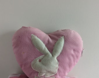 Playboy Pink White Original Heart Shaped Pillow