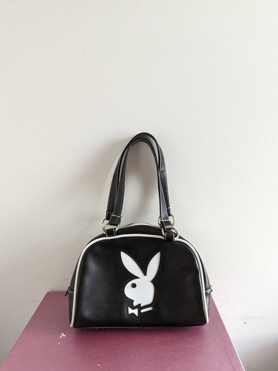 Playboy bunny vintage mini bowler bowling bag purse... - Depop