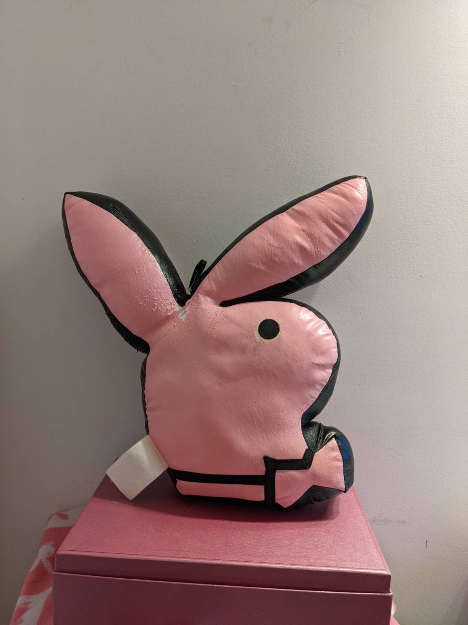 Playboy Light Pink faux leather Original Bunny Shaped Pillow | Etsy