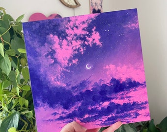 Cosmic Dreamscape Original Gouache Painting // Celestial Artwork // Dreamy Painting // Cloud Painting // Cosmic Painting // Dreamy Artwork