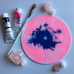 Dreamy Pink Moon Original Gouache Painting // Cloud Art // Celestial Decor // Aesthetic Art // Dreamy Moons // Celestial Moon / Dreamy Skies