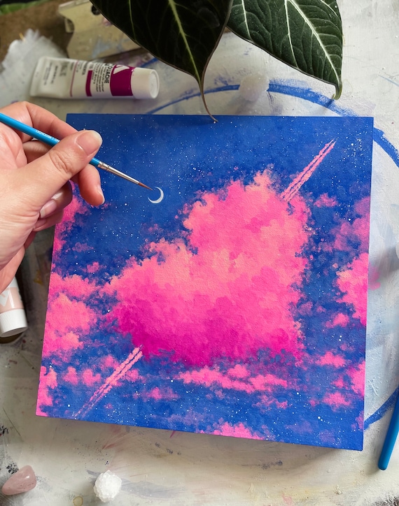 Pink Dreams Original Cloudscape Painting // Cloud Painting // Etsy