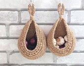 Kitchen garlic keeper baskets set Hanging onion jute baskets Eco friendly storage fruit bowls