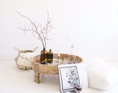 Indian Wooden Handmade Carved Round chakki Table, Unique Side Table Indian Round vinatge Candle Stand