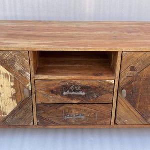 Wood TV Console-Sideboard with Storage & Industrial Legs-Reclaimed Wood Entertainment Unit-Storage Cabinet Solid Cabinet Sideboard Cupboard