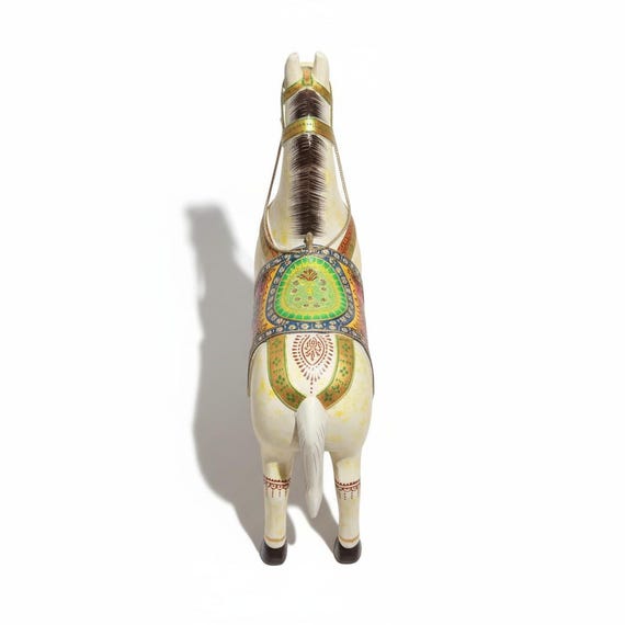 Hand-painted Wooden Horse Figurine | Rajasthani Camel Saddle