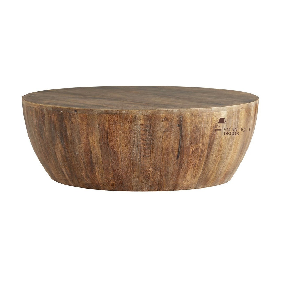 Wooden Drum Shape Coffee Table,round Shape Handicraft Coffee Table ...