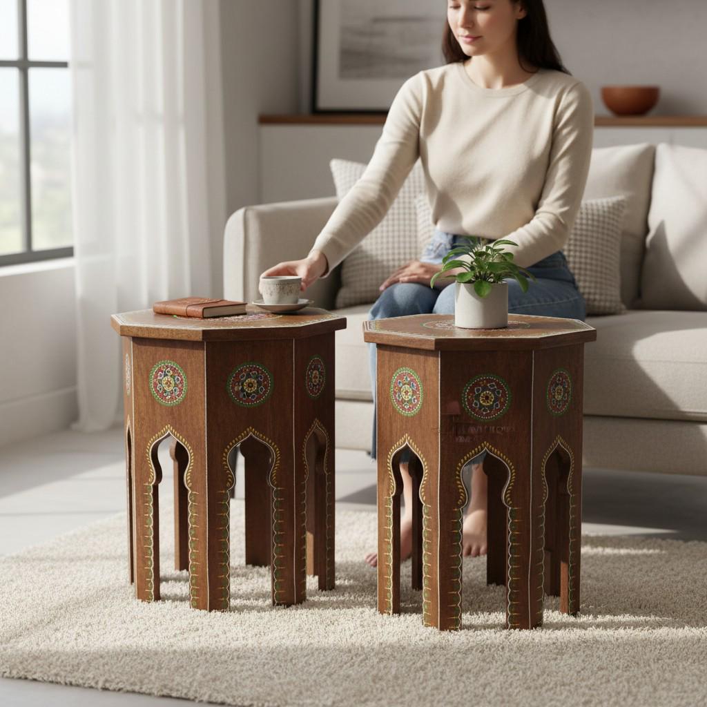 octagon side table【mix】SALE Hand-painted Moroccan Octagon Side Tables (set of 2) Decorative