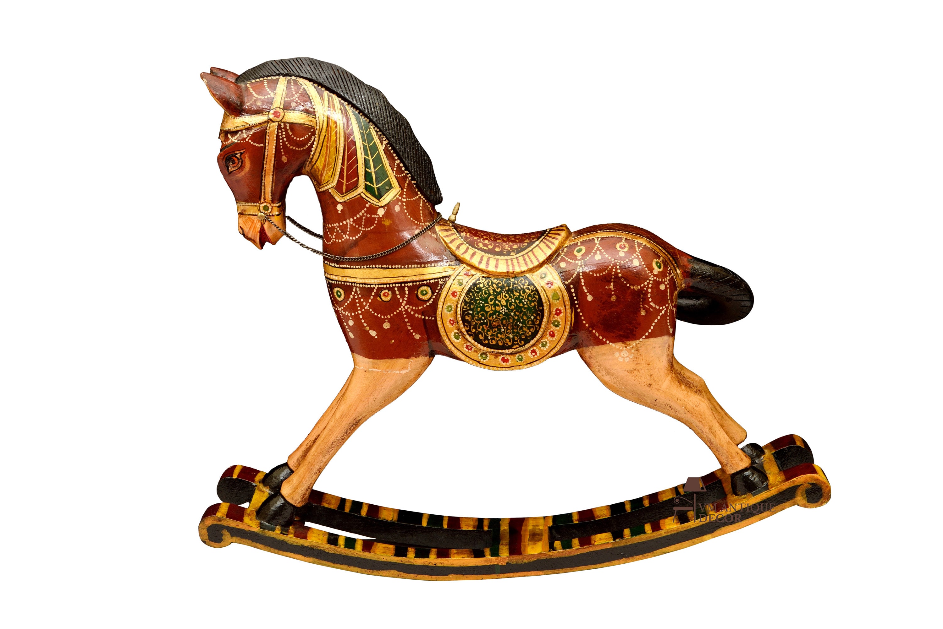 Wooden Rocking Horse Statue | Horse Showpiece for Home Decor