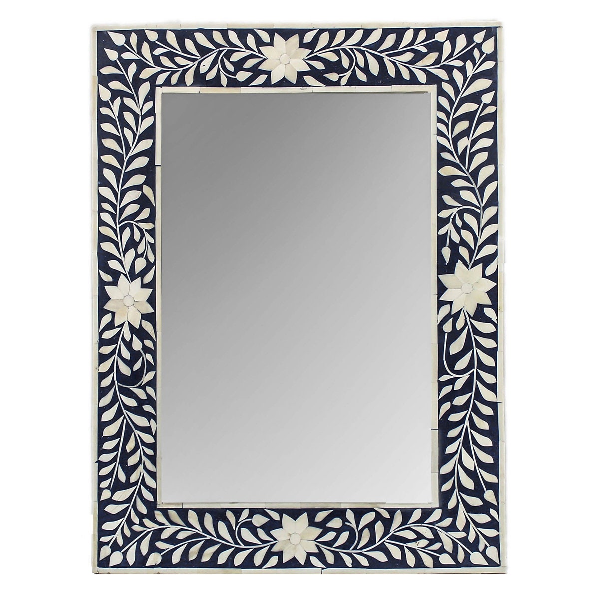 Indian Beautiful Flower Rectangular Bone Inlay Mirror/Home Etsy
