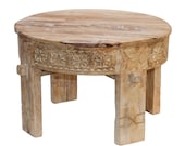 Wooden Vintage Carved Chakki Table,Rustic Grinder Table,Living Room Decors Coffee Table,Central Table,Nightstand Table,Candle Stand Table