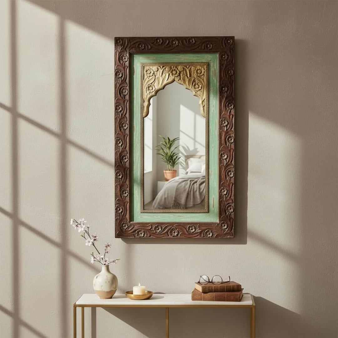 Wooden Handicraft Carved Mirror,wall Decorative Beautiful Bedroom