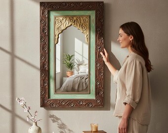 Wooden Handicraft Carved Mirror,wall Decorative Beautiful Bedroom