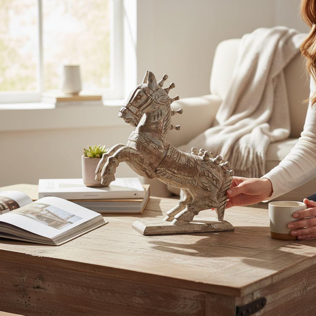 Wooden Hocking Horse | Home Decor Showpices Table Top, Art Style