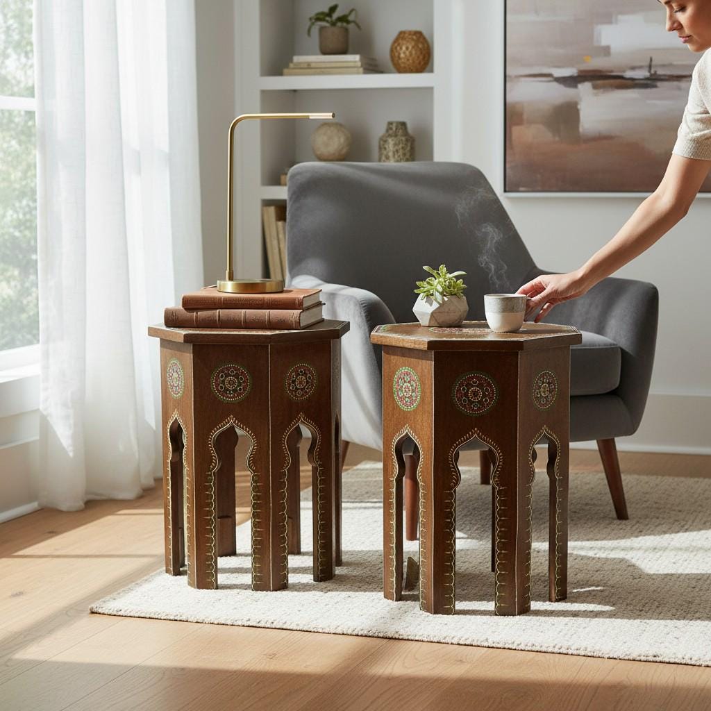 octagon side table【mix】SALE Hand-painted Moroccan Octagon Side Tables (set of 2) Decorative