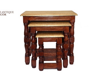 Decor Home Nesting Tables Set Of 3  |  Set Of Three Wooden Stools  |   Office Table |   Bedroom Table