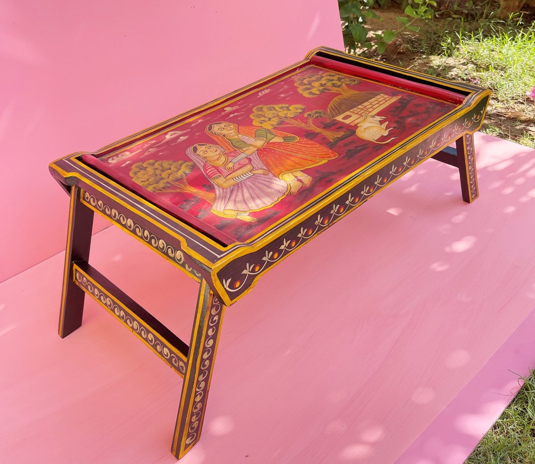 Wooden Hand Painted Solid Wood Try Table Tea Coffee Table Hand Painted