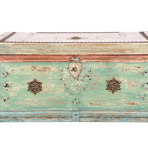 Wooden Storage Trunk Chest, Hand Painted Blanket Box, Solid Wood Treasure Chest, Coffee Table Storage, Entryway Bench Toy Chest Decor
