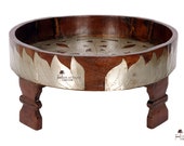 Vintage Indian Chakki Table,Wooden Nightstand Table,Rustic Grinder Table,Artistic Central Table,Living Room Decorative Coffee Table,Gharati