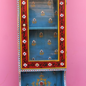 Hand Painted Indian Carved bookshelf | Temple Shelf | Home decor | Living Room Furniture | Storage cabinet