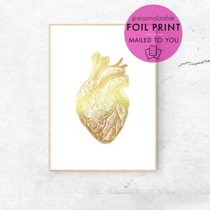 Personalized Foil Gift for Doctor, Surgeon, Resident, Medical Student, RN Nurse, Graduate, Cardiology Cardiologist Cardiac Heart Anatomy Art