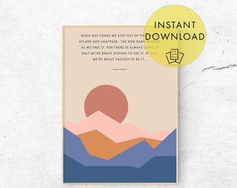 Amanda Gorman Quote Poster Inauguration 2021 Poem The Hill We Climb, Light Motivational Inspirational Print History Teacher Classroom Art