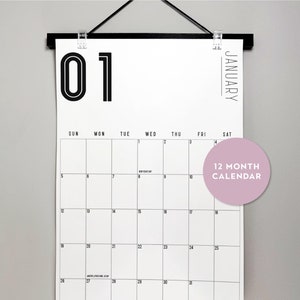 2025 Wall Calendar, Large Monthly Calendar, Modern Minimal Calendar, 2025 Wall Calendar, School Teacher Gift, Boss Gift, Calendar Hanger S06