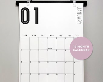 2026 Wall Calendar, Large Monthly Calendar, Modern Minimal Calendar, 2026 Wall Calendar, School Teacher Gift, Boss Gift, Calendar Hanger S06