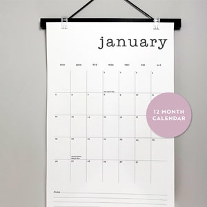 2025 Wall Calendar, Large Monthly Calendar, Modern Minimalist Calendar, 2025 Wall Calendar, Teacher Gift, Boss Gift, Calendar with Hanger
