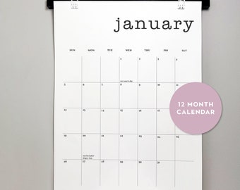 2026 Wall Calendar, Large Monthly Calendar, Modern Minimalist Calendar, 2026 Wall Calendar, Teacher Gift, Boss Gift, Calendar with Hanger