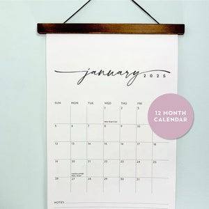 Modern 2025 Wall Calendar, Large Monthly Minimal Calendar, 2025 Wall Calendar, Academic Teacher Gift, Boss Gift, Home Office, Notes S02