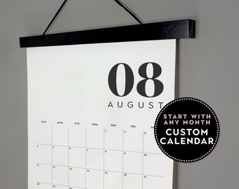 Start Any Month Calendar, Mid-Year Create Your Own Calendar, Modern Wall Calendar, Large Monthly Calendar, Minimalist Calendar, Teacher Gift
