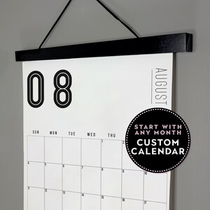Start Any Month Calendar, Mid-Year Create Your Own Calendar, Modern Wall Calendar, Large Monthly Calendar, School Calendar, Teacher Gift S06