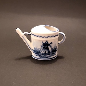 Miniature Blue Delft Porcelain Miniature Watering Can -