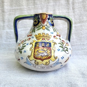 Antique French Faience Georges Martel Pottery Twin Handled Vase, Dated 1899