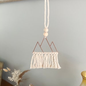 Macrame Car Charm | Rearview Mirror Hanger | Hanging Car Charm | Boho Car Accessory | Macrame Mountain Car Hanger
