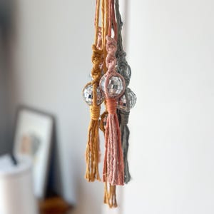Disco | Macrame Car Charm | Rearview Mirror Hanger | Hanging Car Charm | Boho Car Accessory | Macrame Disco Car Hanger