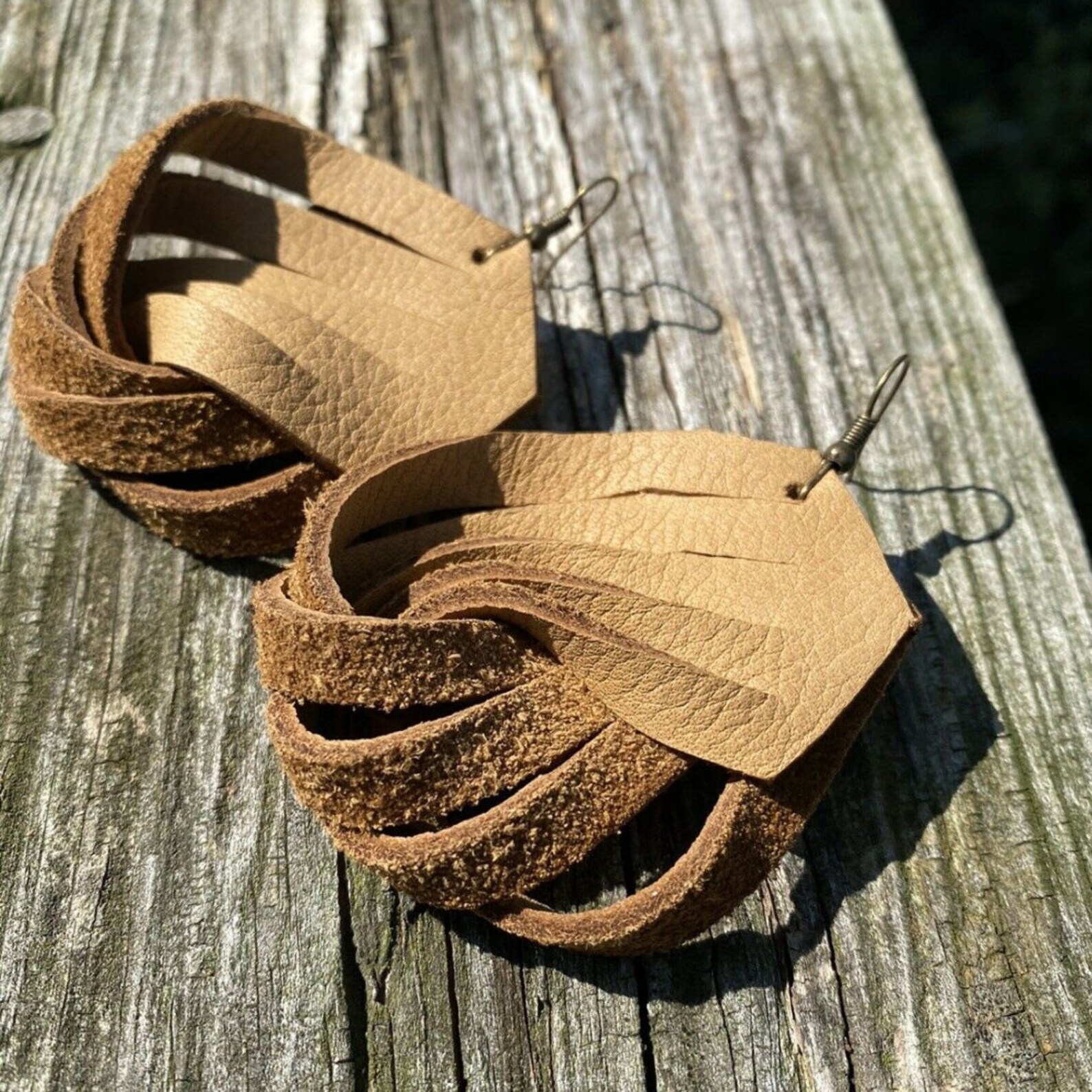 Handmade earrings leather Etsy