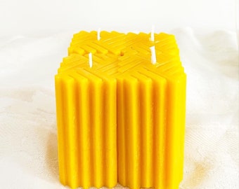 Kaars met vierkante bijenwas pure bijenwas, gele adventskaarsenset