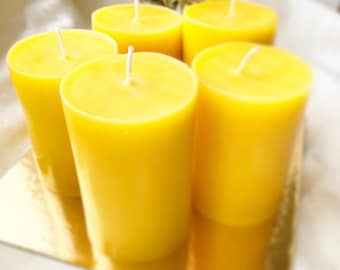 beeswax pillar long burning (25+h) candles for advent, Yellow housewarming dinner candle, Ecological handmade birthday gift for mother