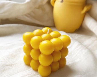 Bubble Cube-bijenwaskaars 100% puur natuurlijke gele kaars handgemaakt milieuvriendelijk woondecoratie verjaardagscadeau door de boerderij gemaakt