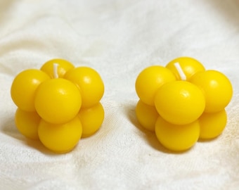 Bubbelkaars natuurlijke bijenwas – kubus van 100% pure bijenwas – milieuvriendelijk geel woondecoratie – handgemaakt cadeau voor haar