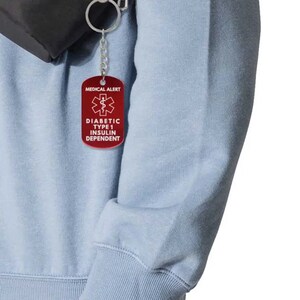 Diabetic Type 1 Insulin Dependent Metal Keychain - Kaio-Key Hanger