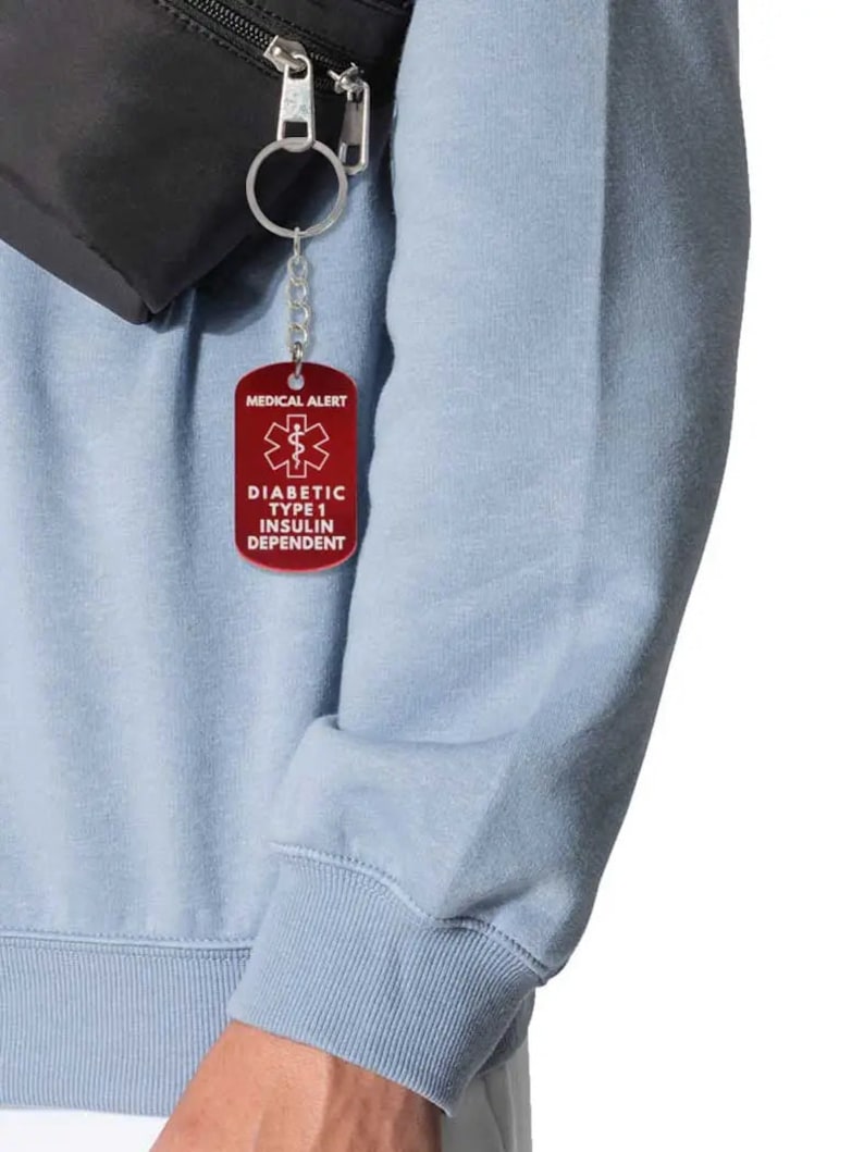 Diabetic Type 1 Insulin Dependent Metal Keychain - Kaio-Key Hanger