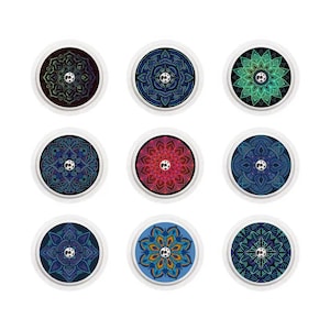 Sets De 9 Stickers Pour Capteur Freestyle Libre 2 Avec Boîte En Métal Réutilisable + 1 Porte-Clés Gratuit - SÉRIE MANDALA
