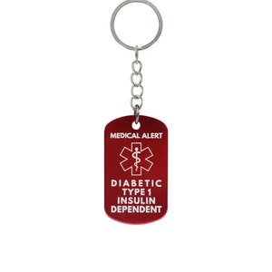 Diabetic Type 1 Insulin Dependent Metal Keychain - Kaio-Key Hanger