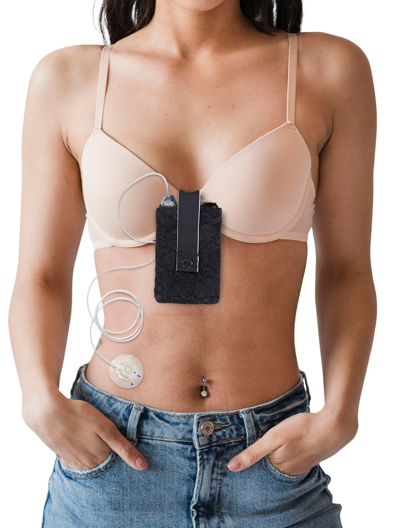 Bra Pouch for insulin pump Minimed, YpsoPump, Tandem t:slim X2, DANA-i, Accu Check Combo and others Dia-BraPouch Spacy Lacy image 1