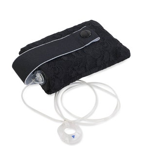 Bra Pouch for insulin pump Minimed, YpsoPump, Tandem t:slim X2, DANA-i, Accu Check Combo and others Dia-BraPouch Spacy Lacy Black