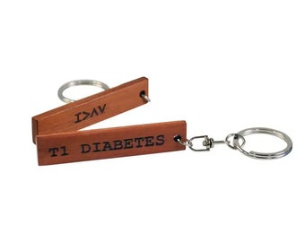 Llavero de madera "Diabetes T1" I>∧∨ - Kaio-Colgador de llaves