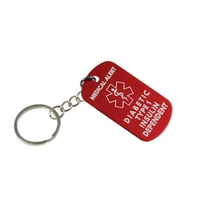 Diabetic Type 1 Insulin Dependent Metal Keychain - Kaio-Key Hanger